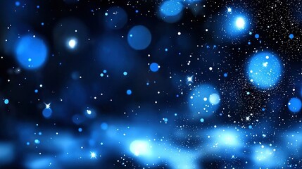 Obraz premium A photo of blue lights on a black backdrop with a fuzzy depiction of blue lights on a dark background