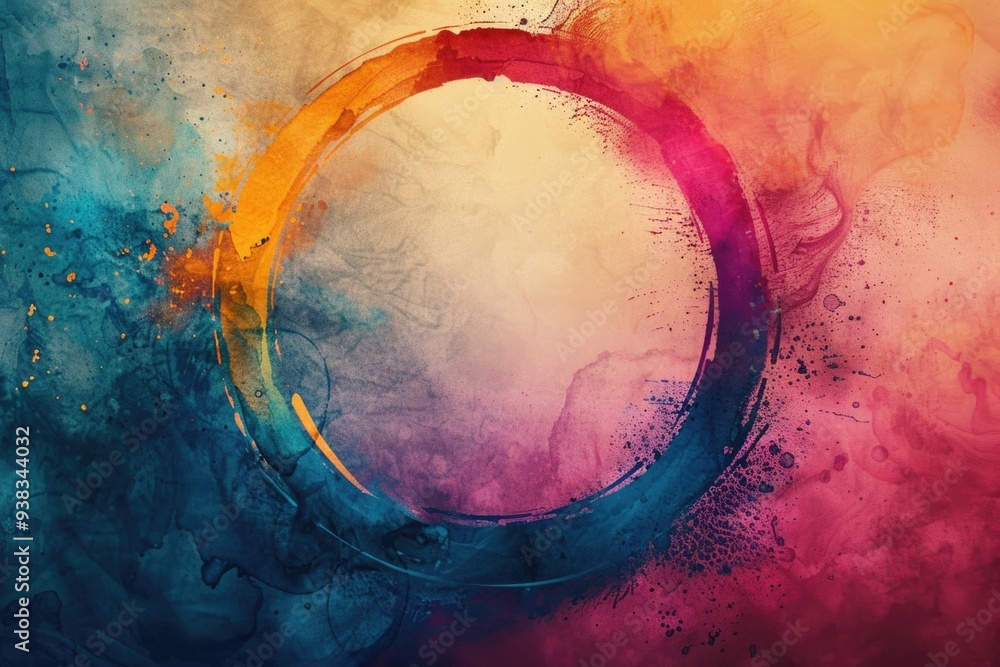 Poster a vibrant circle on a bright background, ideal for use in designs and illustrations