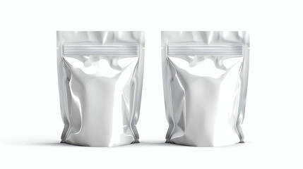 Three silver-colored, pouches or bags, likely for food.

