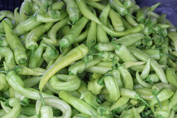 green pepperss in the market