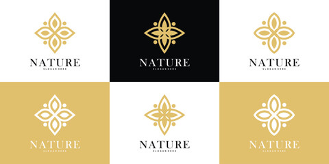 Fototapeta premium Minimalist and beautiful elegant floral logo design. Premium Vector