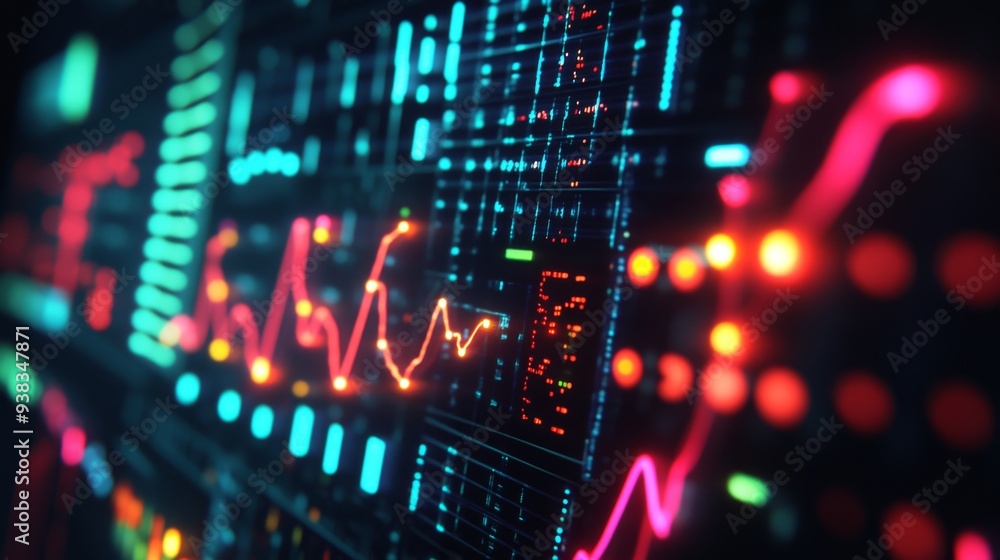 Poster Close-up of a signal processing interface displaying electrical waveforms with various frequencies