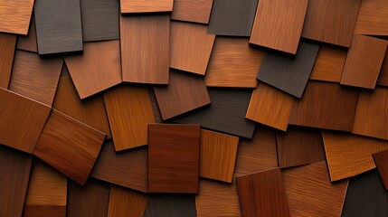   A close-up of wood plank walls, featuring varying shades of brown and black