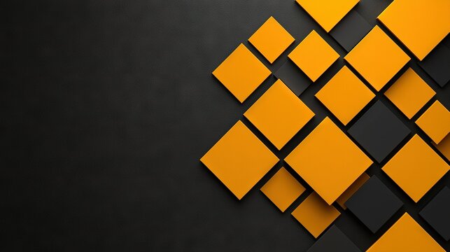   A yellow wallpaper features black squares and rectangles on a black background