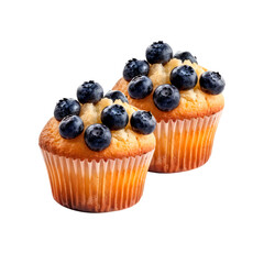 Blueberry muffin. Isolated on transparent background.
