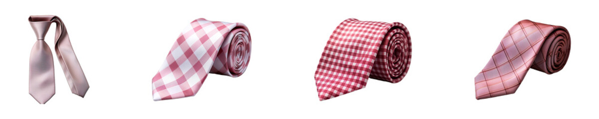 Set, collection of Cotton Necktie isolated on transparent background.