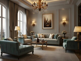 Fototapeta premium Luxury modern living room
