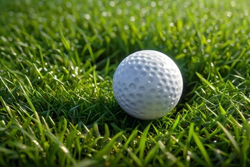 Fototapeta premium Golf ball on green grass.