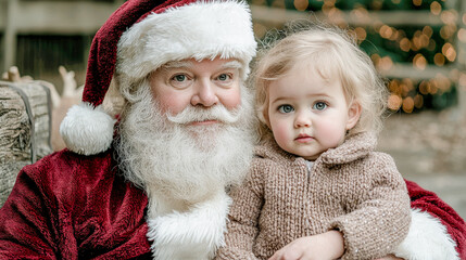 Obraz premium Magical Christmas Eve Santa Claus and His Faithful Reindeer Delivering Gifts Through a Snow-Covered Village Spreading Holiday Cheer and Joy to All