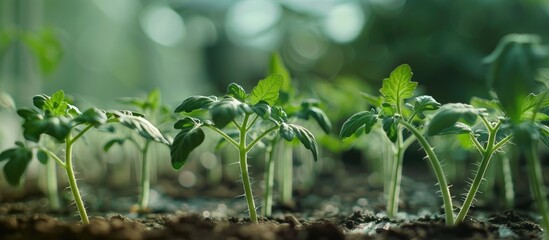 Tomato Seedlings In Early Spring Simple Film Greenhouse Gardener S Concept Plant Growing