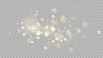 The dust sparks and golden stars shine with special light. Vector sparkles on a transparent background. . Stock royalty free vector illustration. PNG	