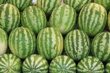 pile of watermelons on market