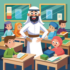 arabian teacher illustration 