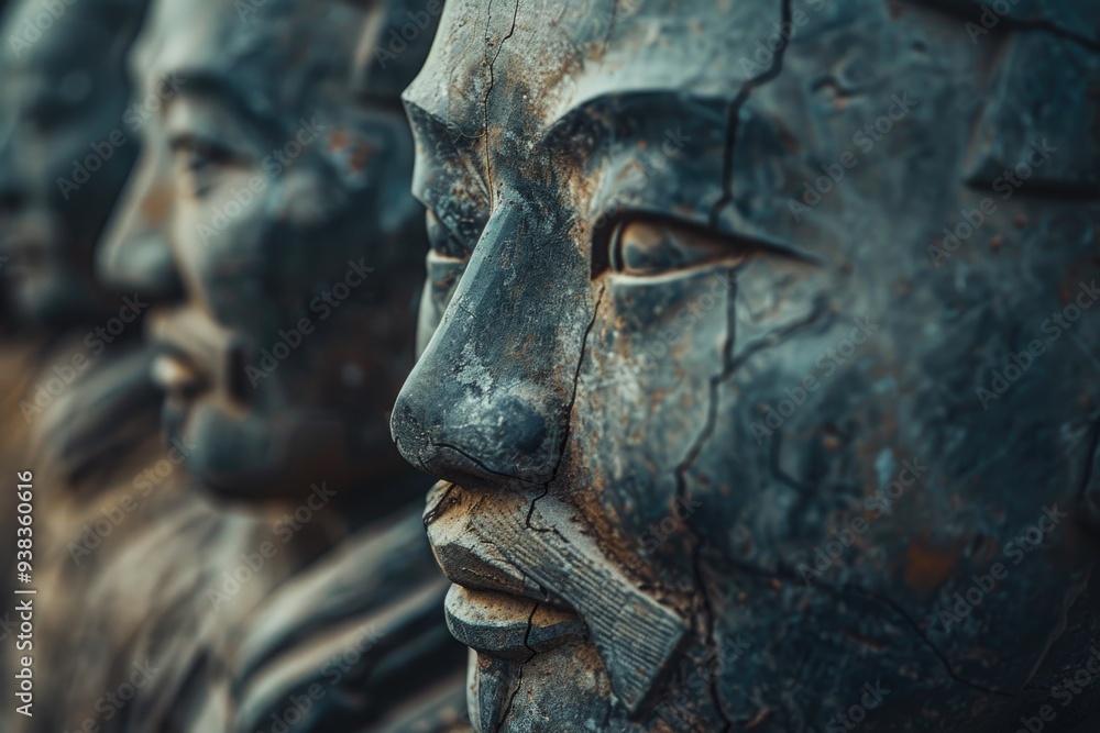 Poster A detailed view of multiple statues, ideal for use in historical or artistic contexts