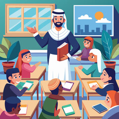 arabian teacher illustration 