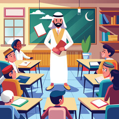 arabian teacher illustration 