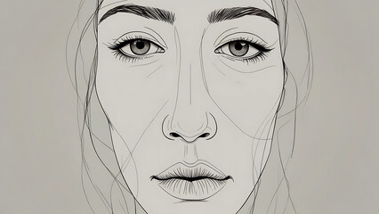 Minimalist Line Art in Draft Style with Simple Outlines