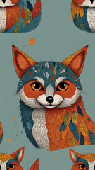 Obraz premium Whimsical Cartoon Animals in Colorful Forest Setting