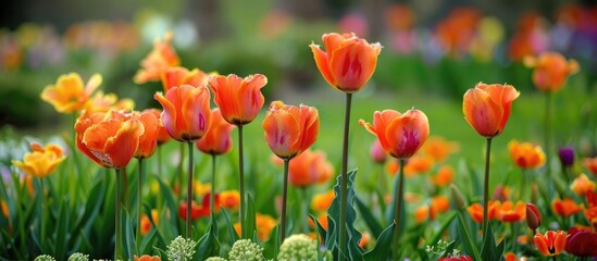 Obraz premium The Beautiful Orange Flowers In The Garden