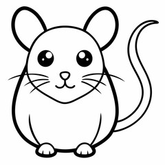 Elegant Vole Black & White rat Single Line Vector Art