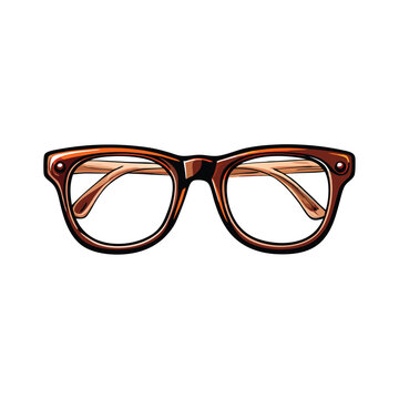 recommend clip art: A realistic depiction of a single pair of brown eyeglasses, with a black outline and a white background.