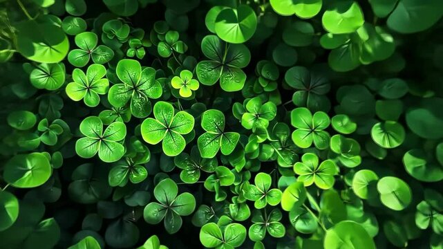Green background for st Patricks day with lot of clover shamrocks	