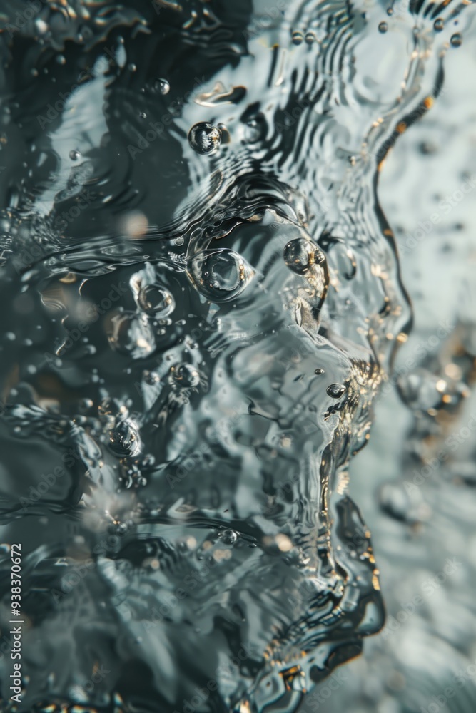 Poster a close-up view of calm water's surface, ideal for depicting tranquility and serenity