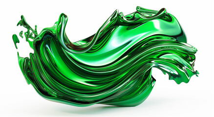 Glossy green fluid splash abstract shape