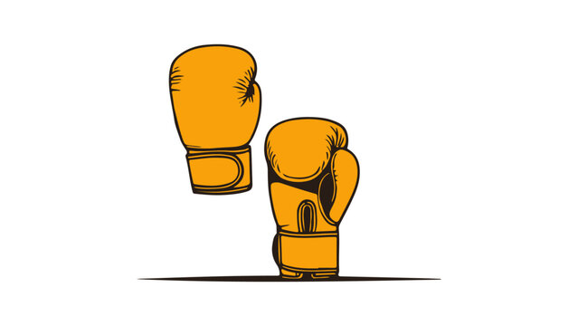 boxing gloves from front and back, Orange Boxing Gloves Illustration on White Background with Clear Details, Illustration of vibrant orange boxing gloves set against a clean white background