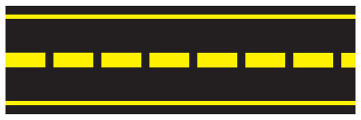 Road asphalt highway street seamless element. Asphalt Roads with Yellow and White Lines.