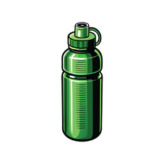 A realistic drawing of a green water bottle with a (10) label.