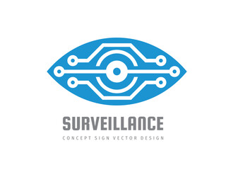 Digital vision - vector logo template concept illustration. Abstract human eye creative sign. Security electronic technology and surveillance. CCTV camera sign. Design element.  