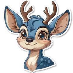 Young Deer Sticker.  Illustration On The Theme Of Cartoons, Stickers, Comics And Humor. Generative AI	
 