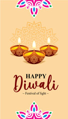 Naklejka premium Festival of lights, Happy Diwali post