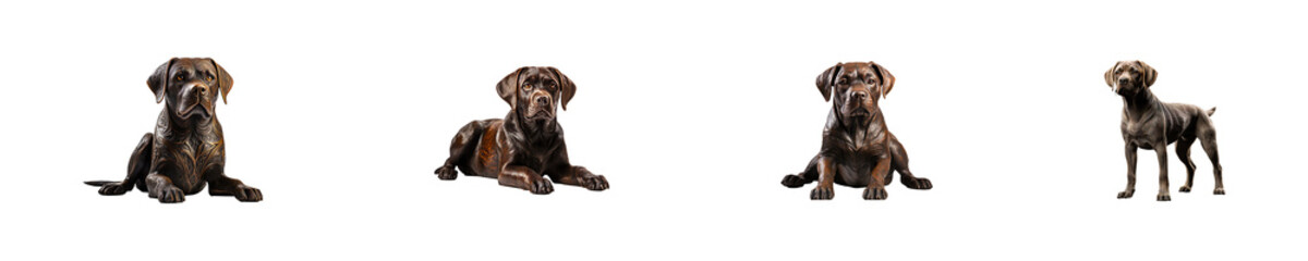 Obraz premium Set, collection of Dog Statue isolated on transparent background.