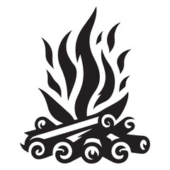 Camp fire icon Bonfire burning on firewood symbol, Campfire illustration of campfire vector icon