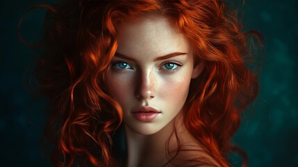 Fototapeta premium Girl with crimson curls' portrait
