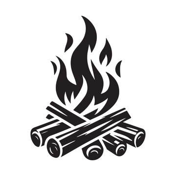 Camp fire icon Bonfire burning on firewood symbol, Campfire illustration of campfire vector icon