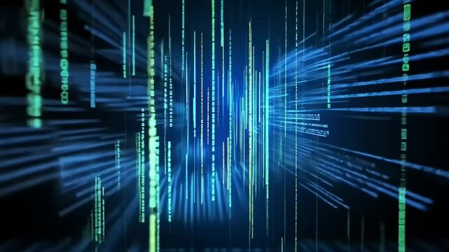 Software and Web Developer Programming Code digital background , Binary Abstract Computer Script, Program Developing blue neon light