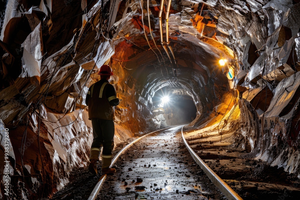 Poster a person standing in a tunnel with a light at the end, suggesting hope and guidance