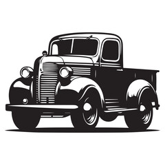 Classic Hauler Vintage Pickup Emblem Retro Rides Black Truck Icon, Vintage Pickup Truck Logo Monochrome Design Style