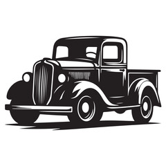 Classic Hauler Vintage Pickup Emblem Retro Rides Black Truck Icon, Vintage Pickup Truck Logo Monochrome Design Style