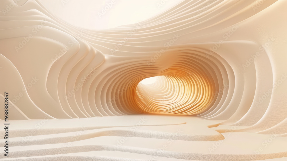 Aufkleber abstract rounded lines on a light background, 3d render