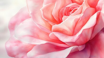 Obraz premium A close-up of a delicate pink rose showcasing soft petals and intricate details, perfect for floral themes and romantic visuals.