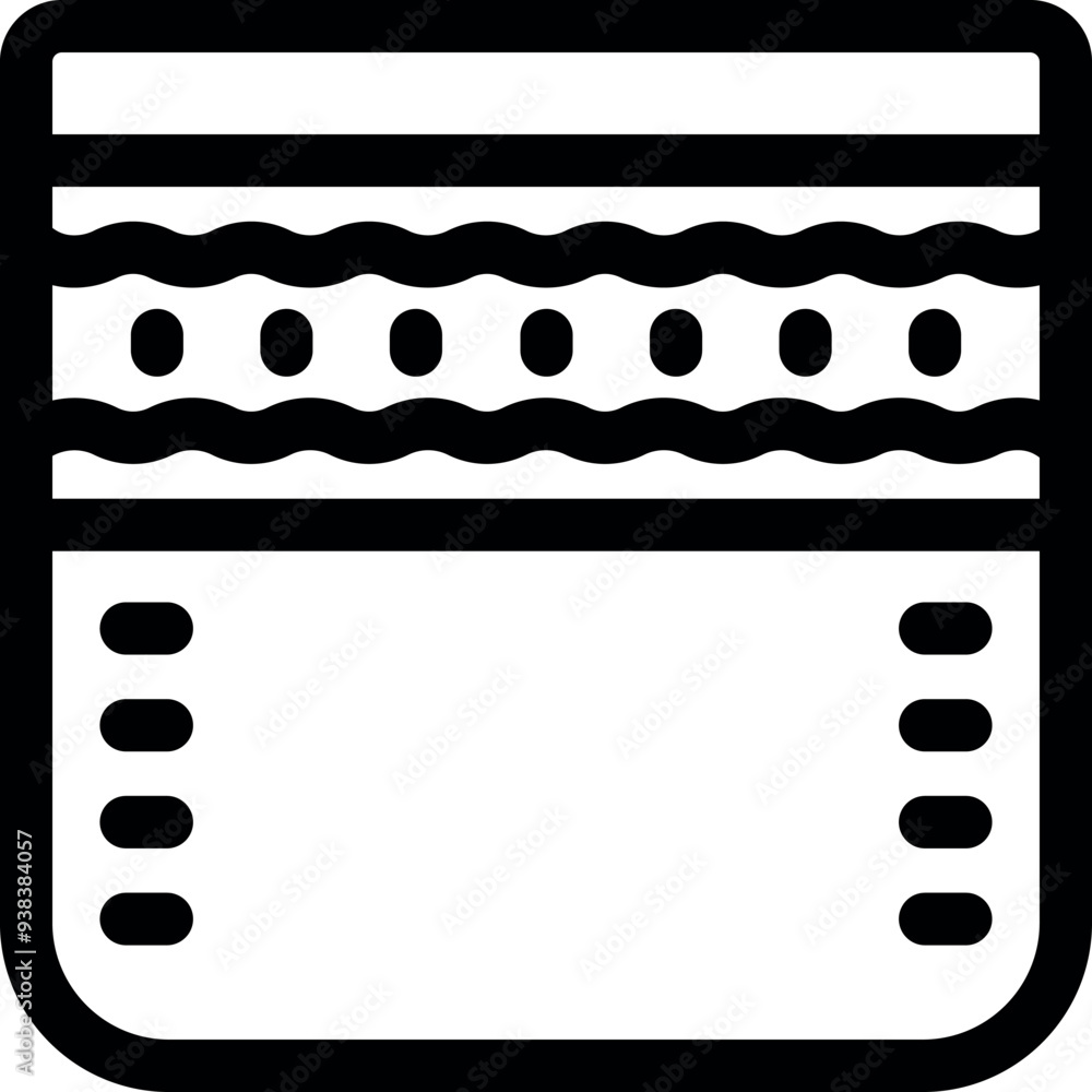 Poster black line vector icon of a comfortable mattress with memory foam