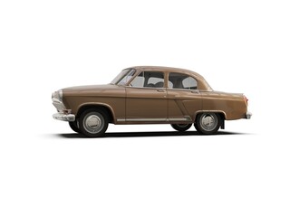 Old School Vintage Old-fashioned Classic Car Isolated on White Background