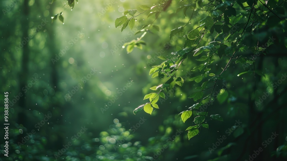 Poster A scene with sunlight shining through the leaves of a tree, creating a warm and cozy atmosphere