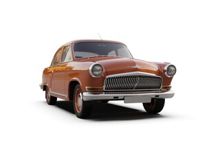Old School Vintage Old-fashioned Classic Car Isolated on White Background