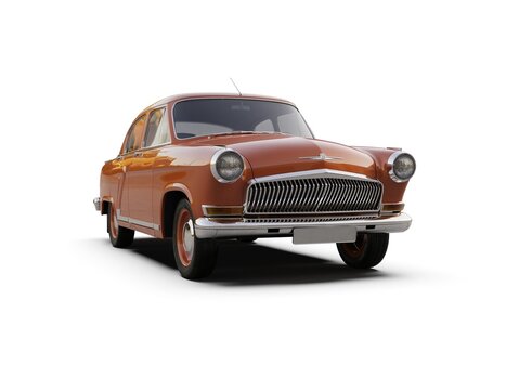 Old School Vintage Old-fashioned&nbsp;Classic Car Isolated on White Background