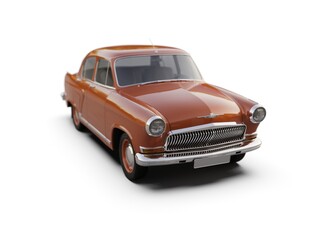 Old School Vintage Old-fashioned Classic Car Isolated on White Background